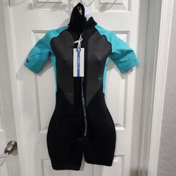 O'Neill Reactor 2 Wetsuit Short Sleeve Surfing Swim Black Aqua NWT size 8
