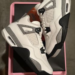 Brand New Gs Jordan 4 Retro White Cement 