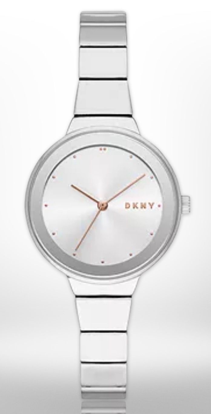 DKNY Astoria Womens Casual Watch, Silver & Rose Gold Dial, Stainless Steel Band