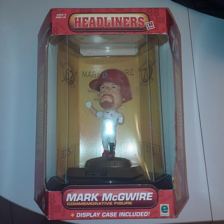 HEADLINERS XL MARK McGWIRE 70 HOMERUNS COMMEMORATIVE FIGURE AND DISPLAY CASE