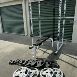 Olympic weight set home garage gym set