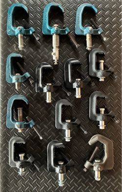 Lot of 13 Heavy Duty  C Clamps - Cast Iron - Colortran - Altman