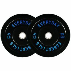 45lb Olympic Bumper Plates Pair (90 lbs total) Steel Hub 2” Weightlifting