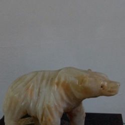 VINTAGE ONIX - MARBLE POLAR BEAR SCULPTURE 9"×6"×4"