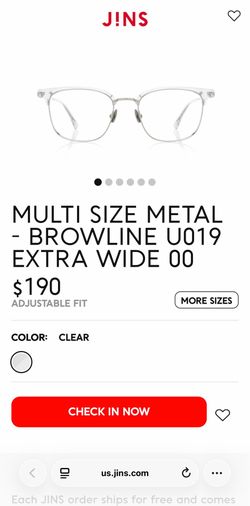 JINS MULTI SIZE METAL - BROWLINE FRAME ONLY