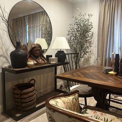 Beautiful Solid Acacia Wood and Metal Entryway Console Table Sofa Table