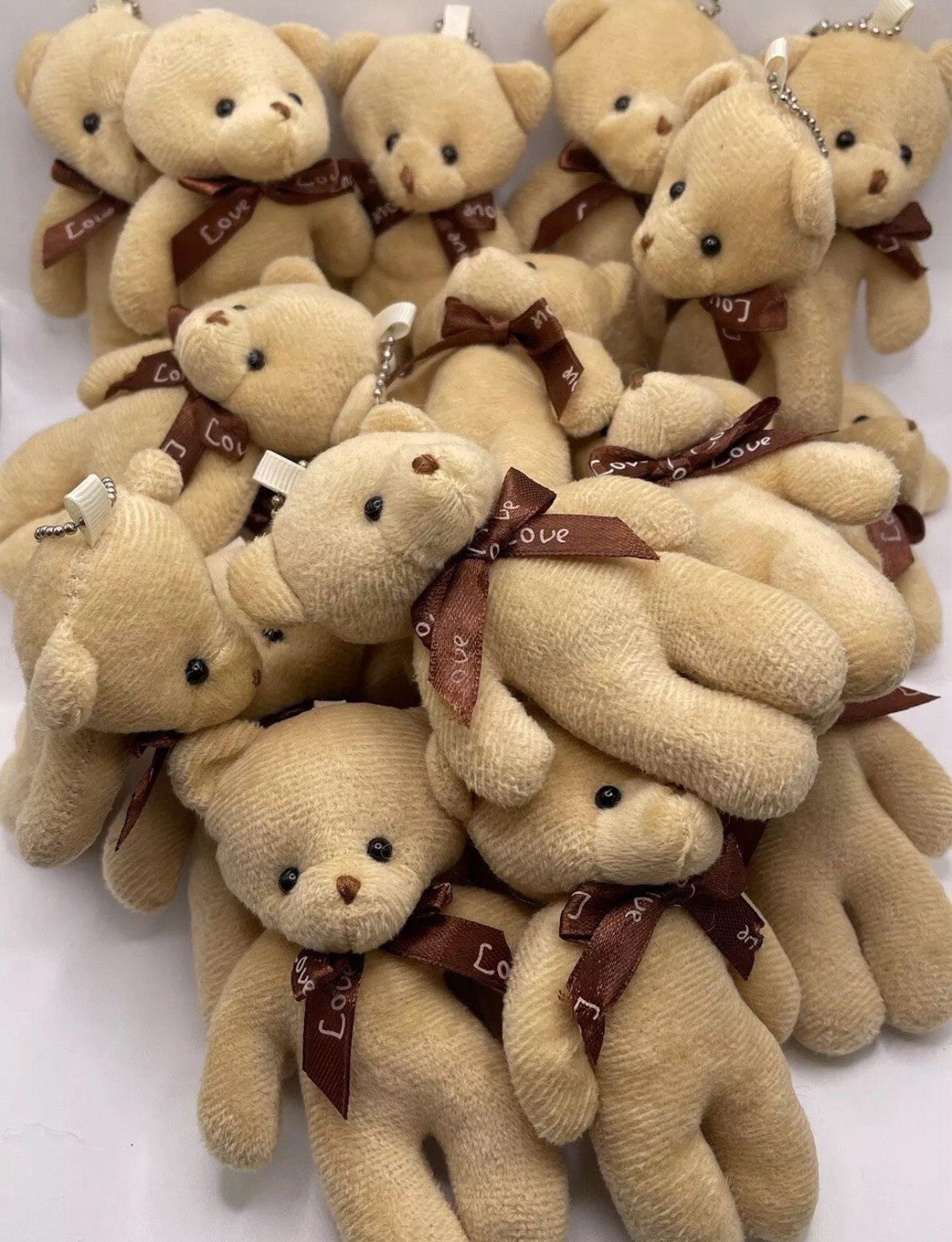 24 Pcs Teddy Bears Light Brown 4.7in Height, Wedding, Birthday, Baby Shower, Flowers Bouquet