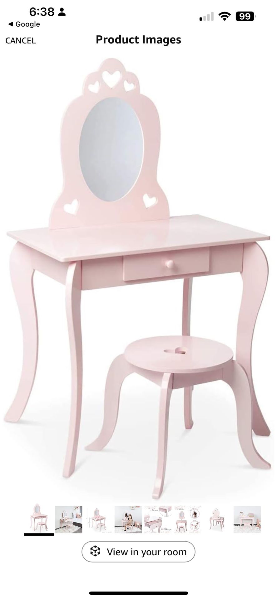 Milliard Kids Vanity Set with Mirror and Stool, Beauty Makeup Vanity Table and Chair Set for Toddlers and Kids, Pink