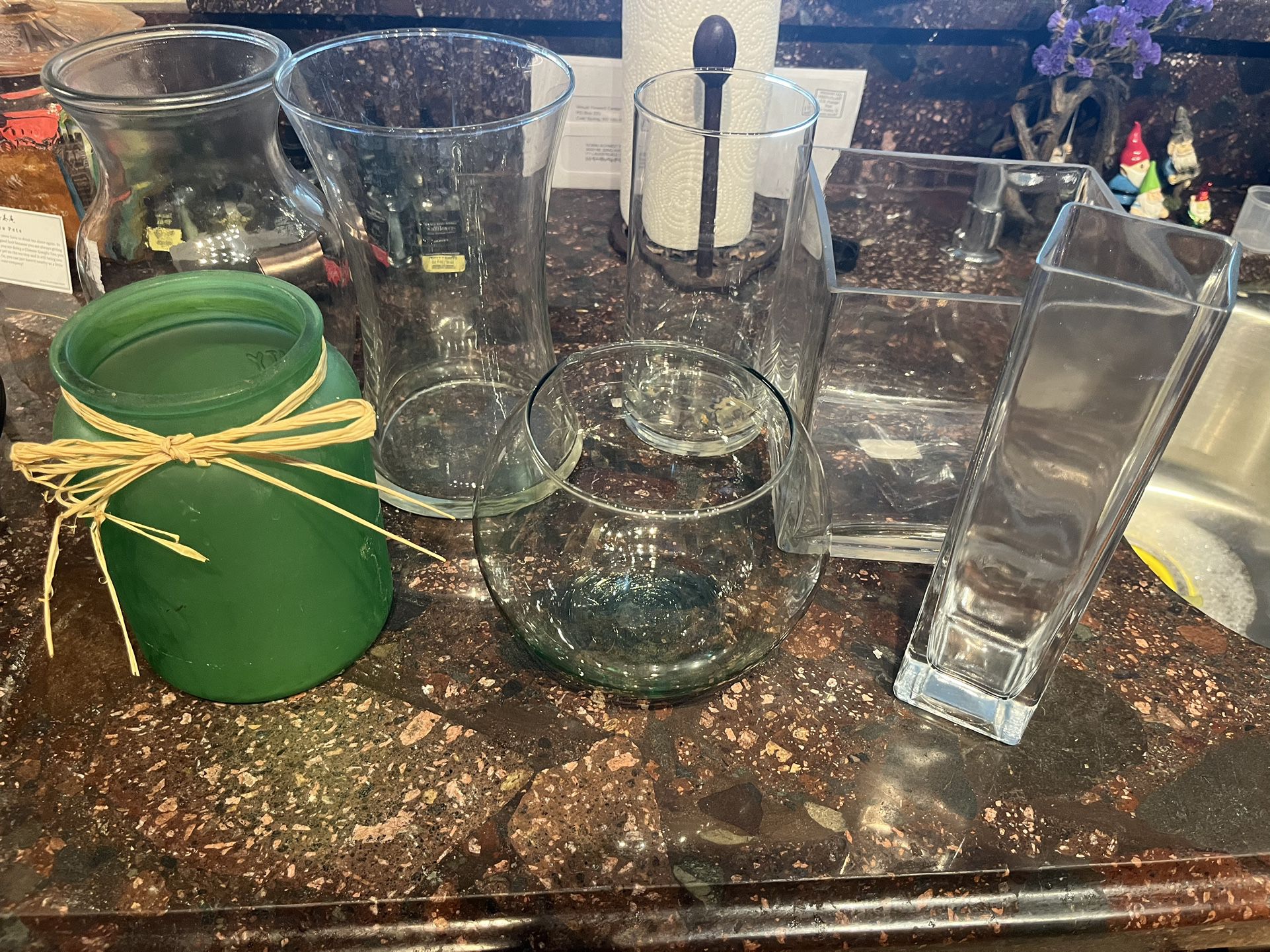 7 Glass Flower Vases 