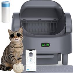 Automatic Litter Box, Open Top Large Self Cleaning Cat Litter Box for Multiple Cats, with APP Control/Multiple Safety Sensors/Trash Bag/Litter Mat, Ca