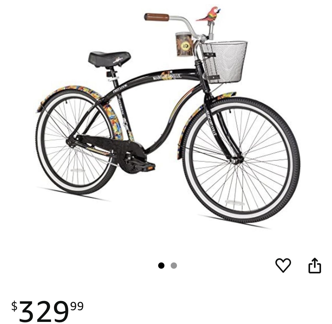 Margaritaville First Look Men's Beach Cruiser Bike 26 Inch - Adjustable Seat Post, Stem, and High-Rise Handlebar - Beach Bike with Padded Saddle and T