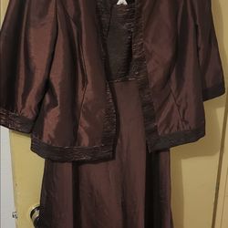 2pc Women's Brown Dress Set