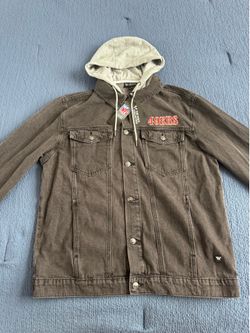 BRAND 🆕 W TAGS‼️🏷️San Francisco 49ers Hoodie Button Denim Jacket SELLING FASTT💨