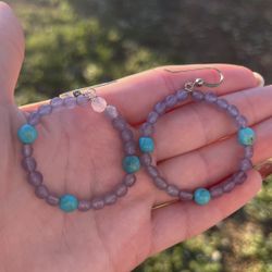 Turquoise And Lepidolite Earrings