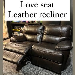 Leather Recliner Love Seat W/ USB Ports