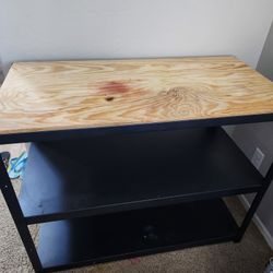 IKEA Wood + Metal Work Table – 2 Shelves, 43x23x34.5”