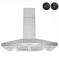 30 in. 217 CFM Convertible Kitchen Wall Mount Range Hood in Stainless Steel with Push Panel, LEDs and Carbon Filters
