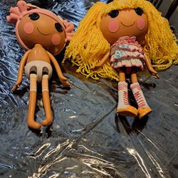 2 Lalaloopsy Dolls 12” ea. 1 Yellow Yarn Hair w/Dress and boots-1 plastic pink hair no clothing. Both for $15