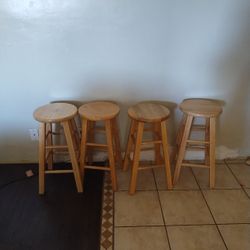 Four Wooden Stools 