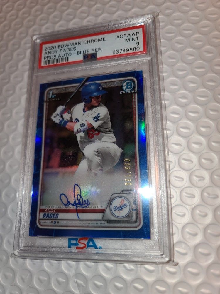 Andy Pages 1st Bowman Chrome Auto Blue Dodgers