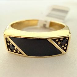 10K Gold, Onyx & Black Diamonds Band