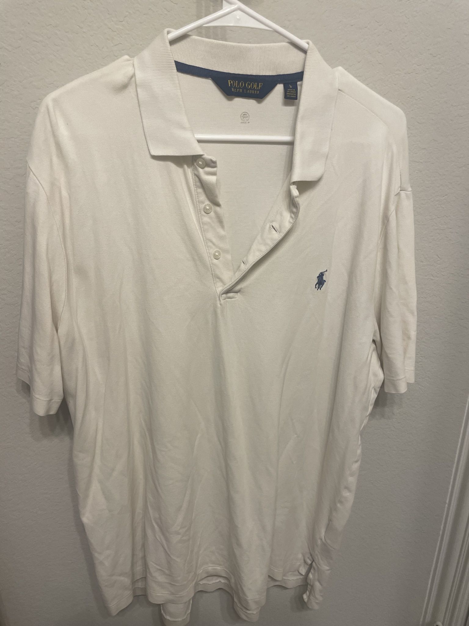 Polo Golf Ralph Lauren Men’s White Polo Shirt, Large