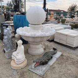 Concrete Sphere Ball Water Fountain / Cement Backyard Garden Outdoor Fountains