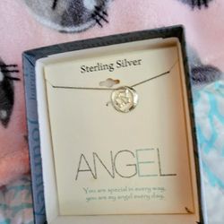 Brand New Womens Angle Sterling Silver Necklace 