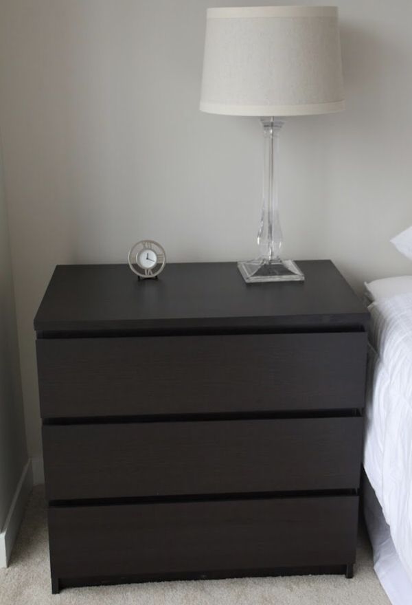 2 Ikea Black Malm 3 Drawers Chest Dresser For Sale In San