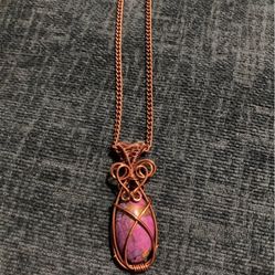 Purple Copper Turquoise Wire Wrap Pendant