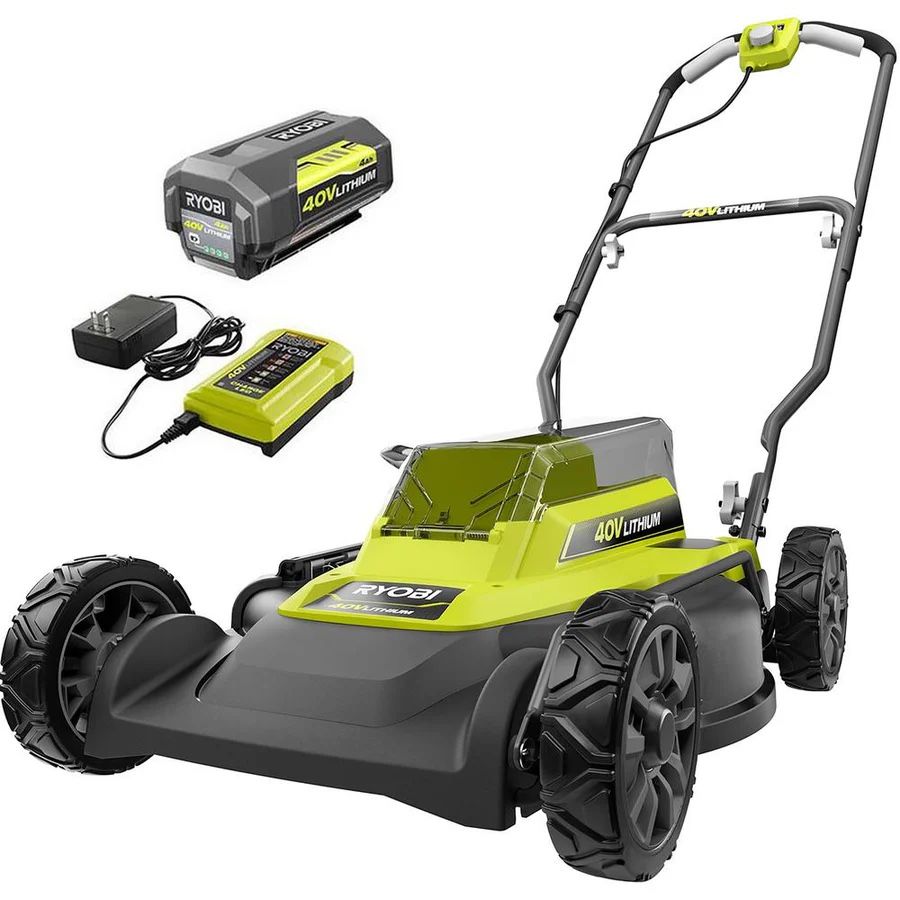 (USED) RYOBI 18 in. 40-Volt Cordless Battery Push Lawn Mower