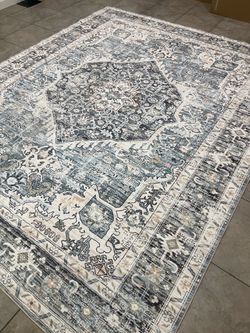 Distressed Blue Vintage Style Area Rug - E198 - 8x10 feet