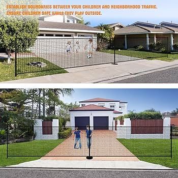 Katop 30FT x 5FT Driveway Safety Net Fence, Outdoor Yard Play Area Safety Barrier for Kids| Heavy Duty Steel Poles & Net, Not Fall Down Easily | Guard
