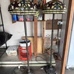 Antique stained glass lamp