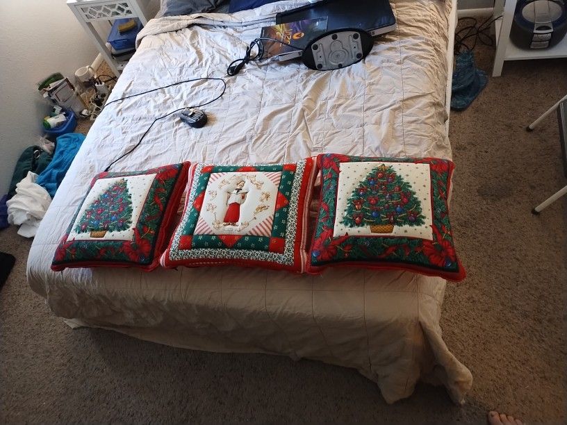 3 New!!!  Embroidery Christmas Pillows!!!