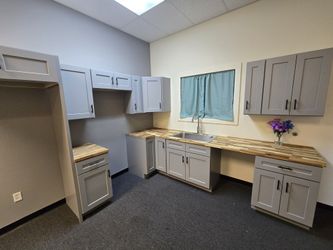 Grey Color Plywood Made Shaker Kitchen Cabinet