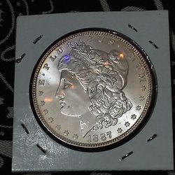 Uncirculated 1887 Silver Morgan Dollar Proof-like 