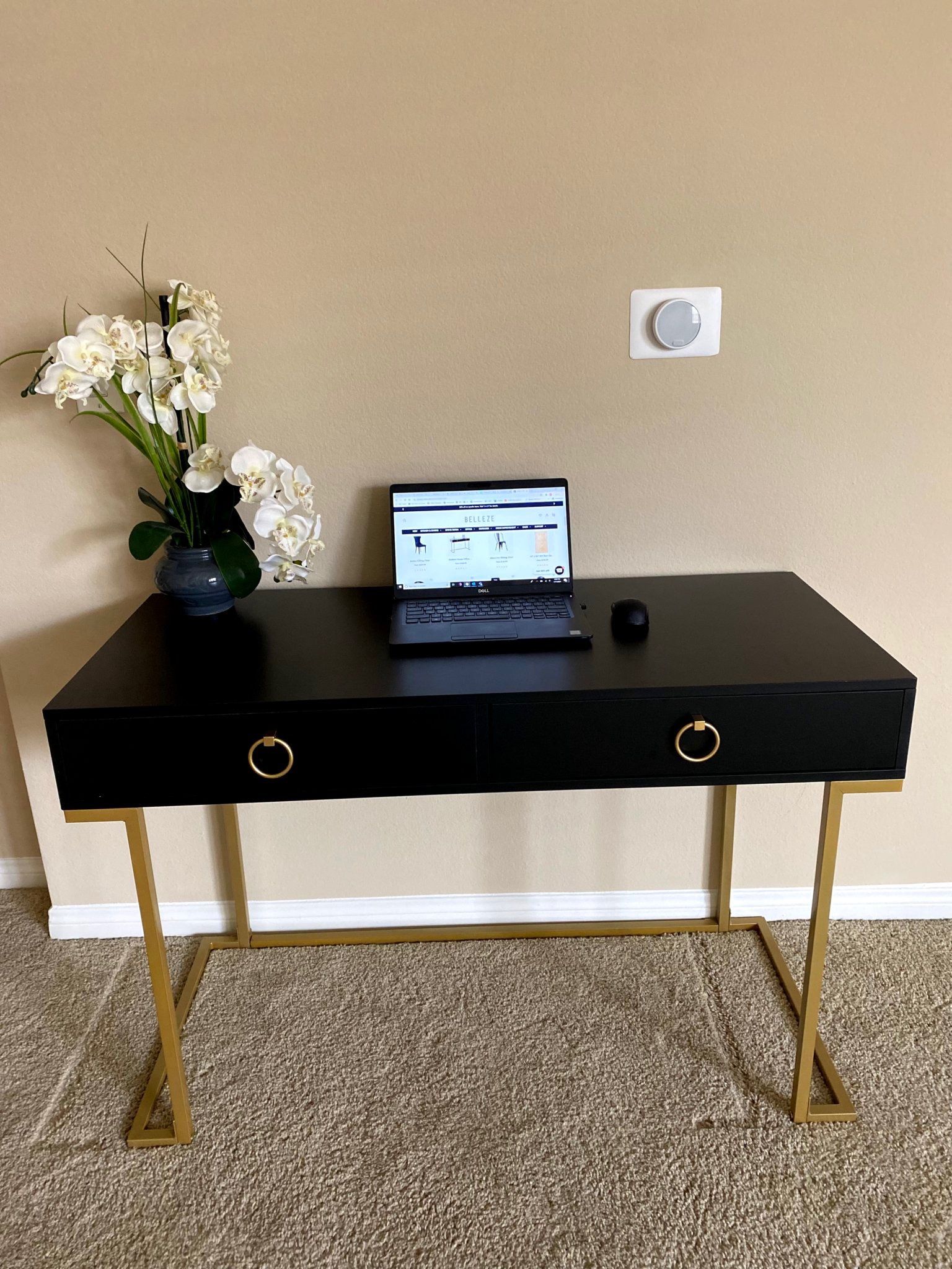 Bezelle Vanity Desk - Black & Gold Beauty