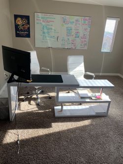 White Executive Desk & Executive Chair