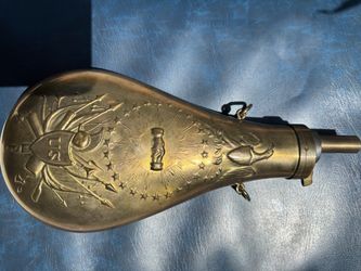 Brass US Eagle Embossed Powder Flask