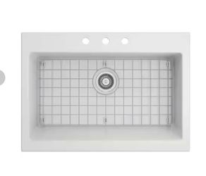 Shop Glacier Bay 34 in. Farmhouse/Apron-Front Single Bowl White Fireclay Kitchen Sink