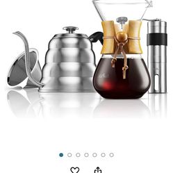 MITBAK Pour Over Coffee Maker Set | Kit Includes 40 OZ Gooseneck Kettle  with Thermometer, Coffee Mill Grinder & 20 OZ Coffee Dripper Brewer | Great