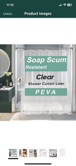 AmazerBath Shower Curtain Liner, 72x72 Clear Shower