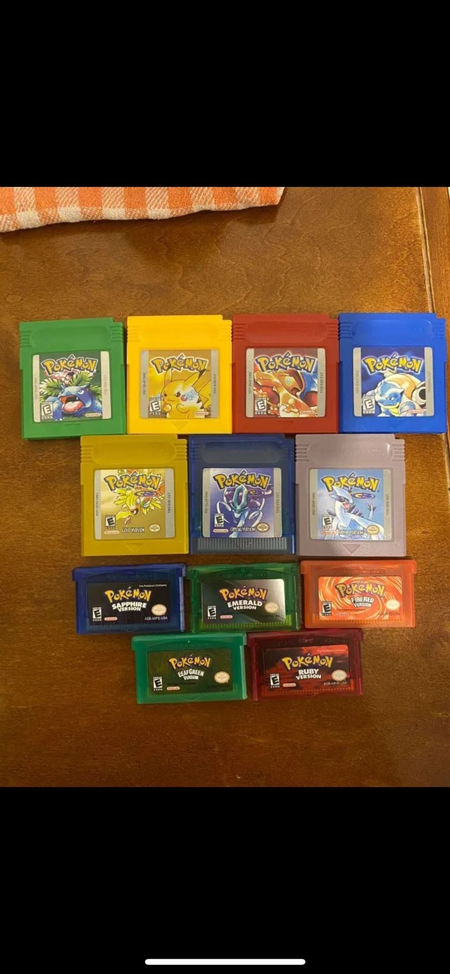12-Game Pokémon Bundle - Crystal, Emerald, Fire Red, Gold, Leaf Green, Yellow
