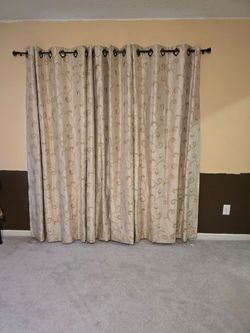 Grommet Curtain Panels with Scroll Pattern