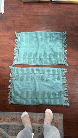 Set of 2 Teal Fringe Pillow Shams