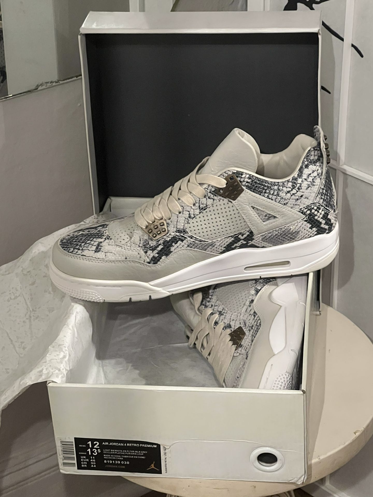 2016 Air Jordan 4 Retro Premium “Snakeskin”Sneakers - NEW