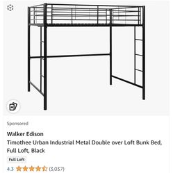 Walker Edison Double/loft Metal  Bunk Bed Black 