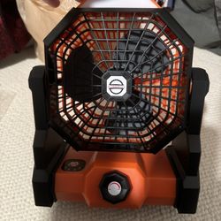 Hand Held Fan，Portable Rechargeable Stepless Speed Ultra Quiet Wide Base Adjustable Camping Fan LED Function Low NoiseIdeal for Outdoor Home Office (B