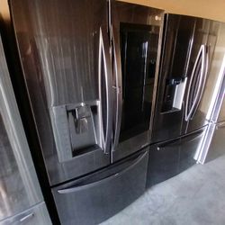 LG BLACK STAINLESS STEEL COUNTER DEPTH SMART FRENCH DOOR REFRIGERATOR/ KNOCK KNOCK FEATURE 